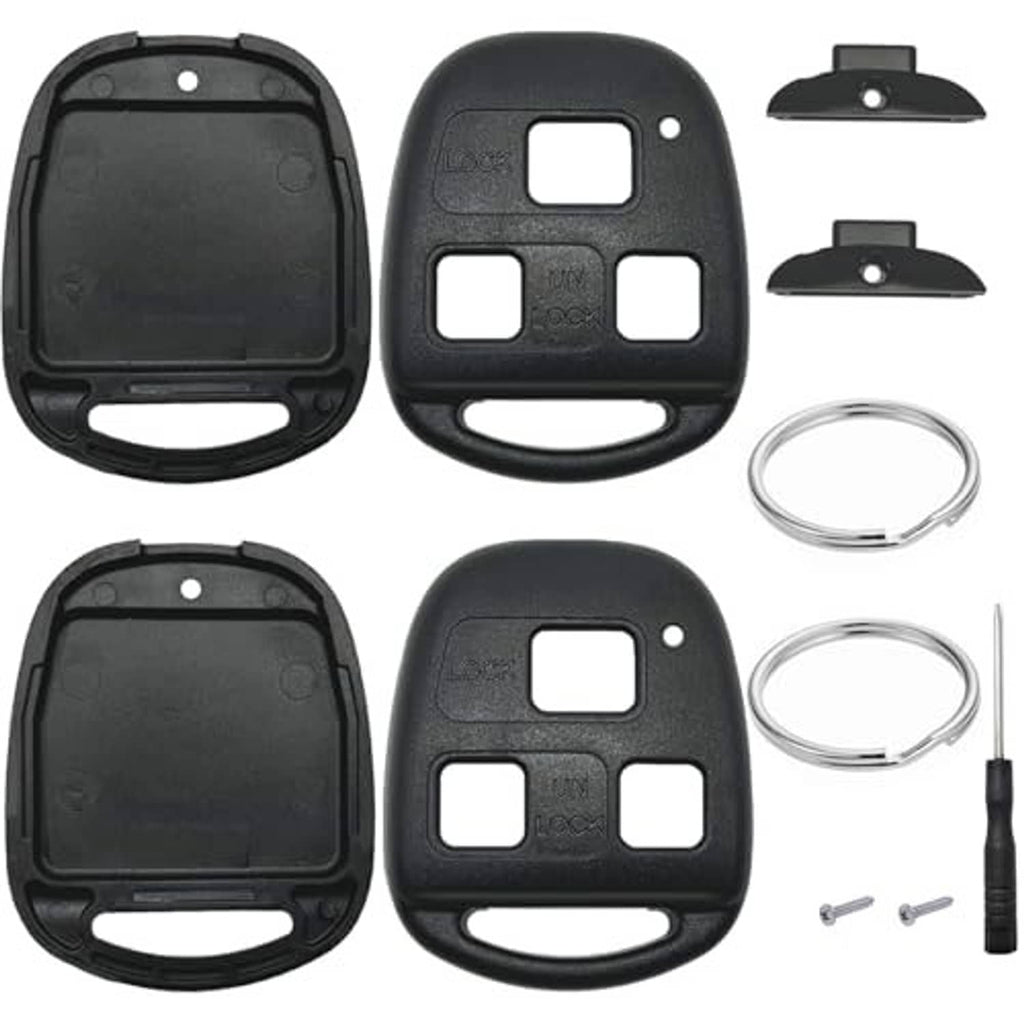 2-pack black key fob replacement shells with key ring and installation tool
