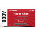Jumbo silver smooth paper clips, 100-count box