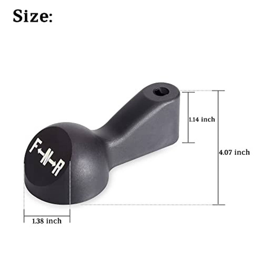 Black shifter handle dimensions: 4.07 in length and 1.14 in width
