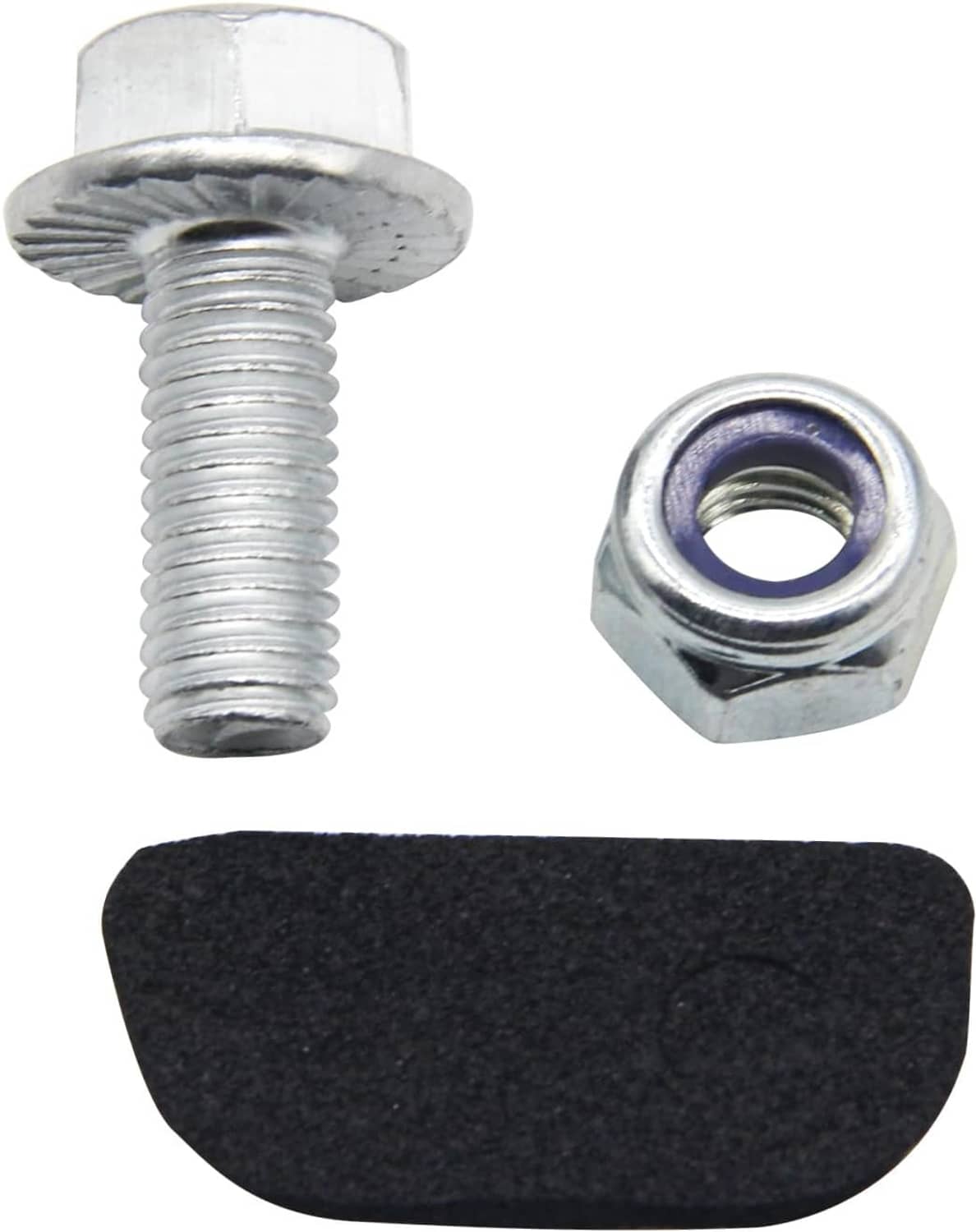 Spring-loaded rafter hook fastener with hex nut and black rubber pad, silver metal