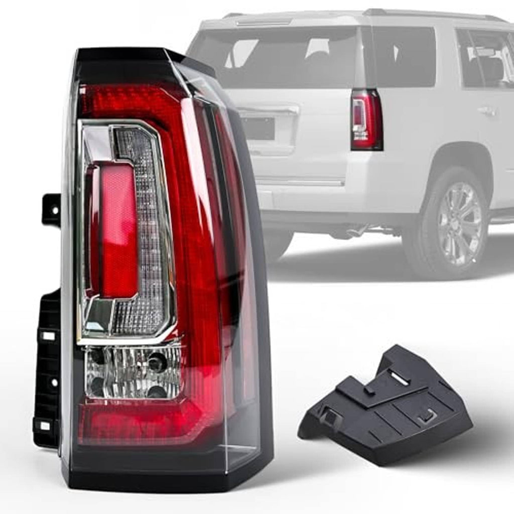 Right LED tail light assembly in black housing, red/clear lens (angled view)
