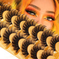 Curly volume false eyelashes, dark fluffy lashes with curved band, reusable 8-pack