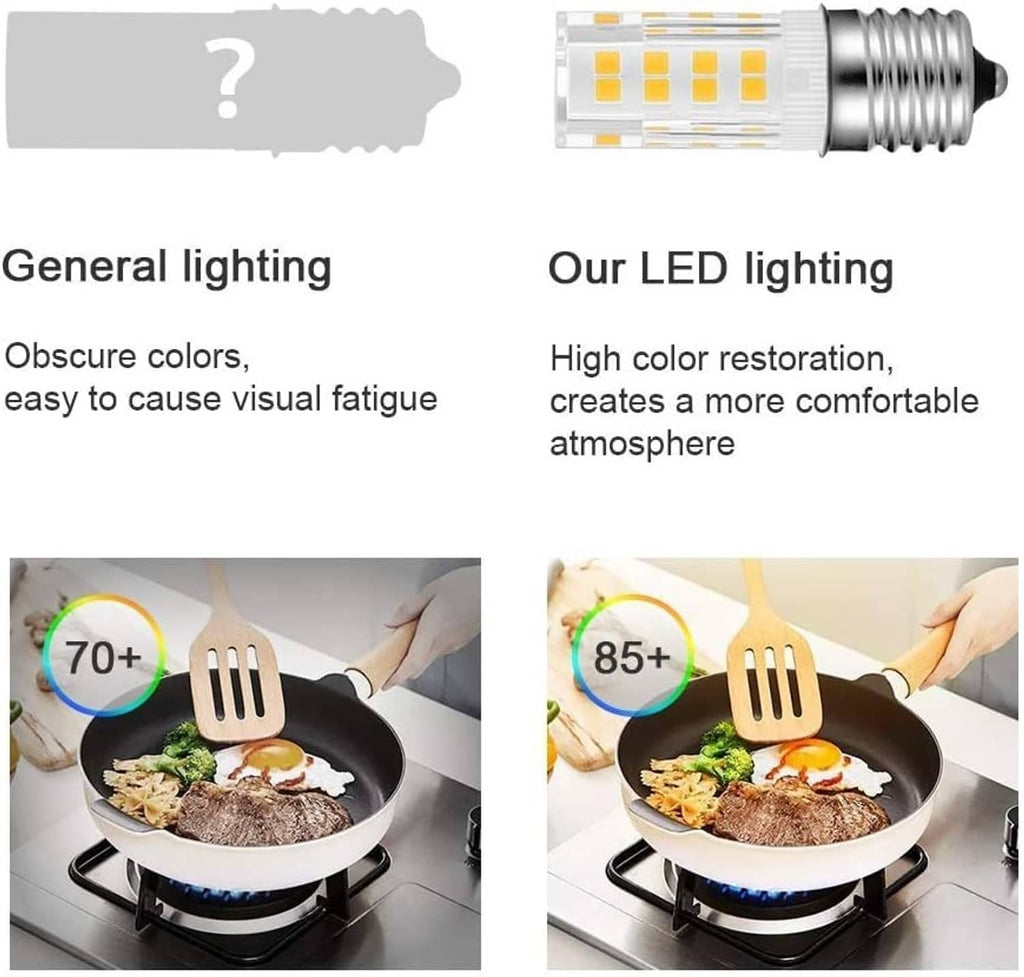 LED candelabra bulb with frosted housing, yellow LED chips, and screw base