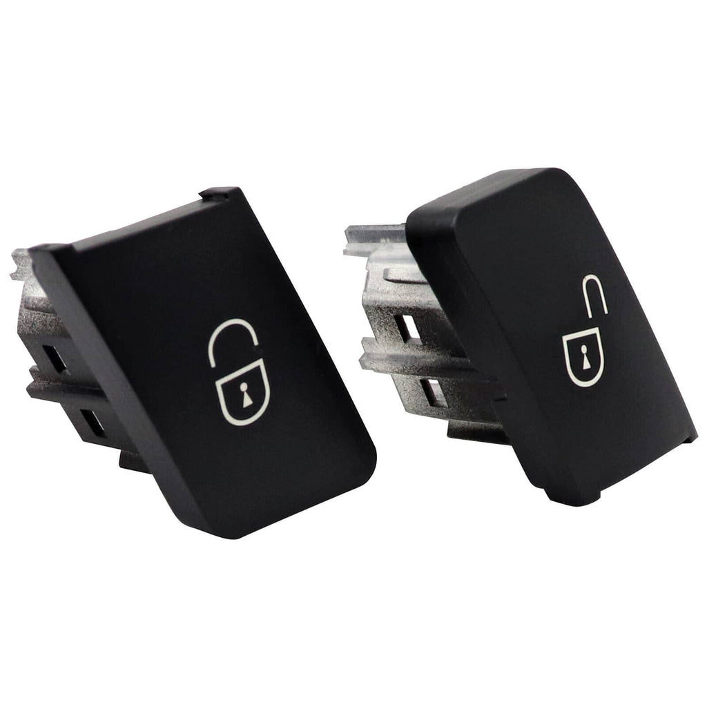 Black door lock switch button pair with mounting backing and lock icons