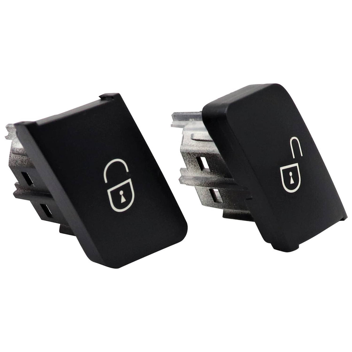 Black door lock switch button pair with mounting backing and lock icons