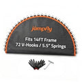 14FT trampoline replacement mat, black with orange edge, V-hooks and springs included