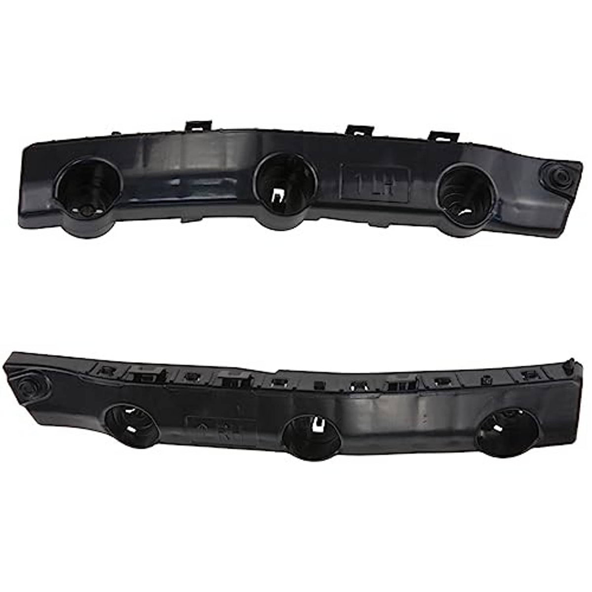 Black front bumper bracket pair, multiple mounting studs and circular inserts