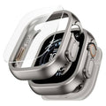 Anti-crack metal watch case with clear screen protector, rounded silver frame