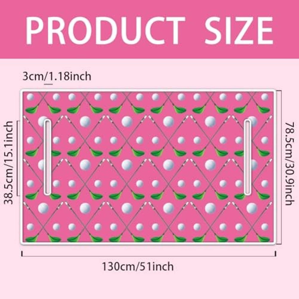 Pink leaf-and-dot golf cart seat cover size template with fastening openings