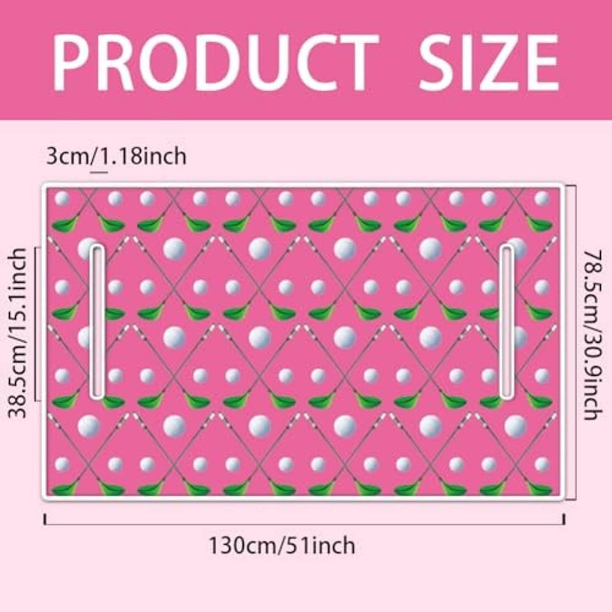 Pink leaf-and-dot golf cart seat cover size template with fastening openings