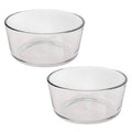 Pyrex clear glass 4-cup bowl set of two, round with dark rim