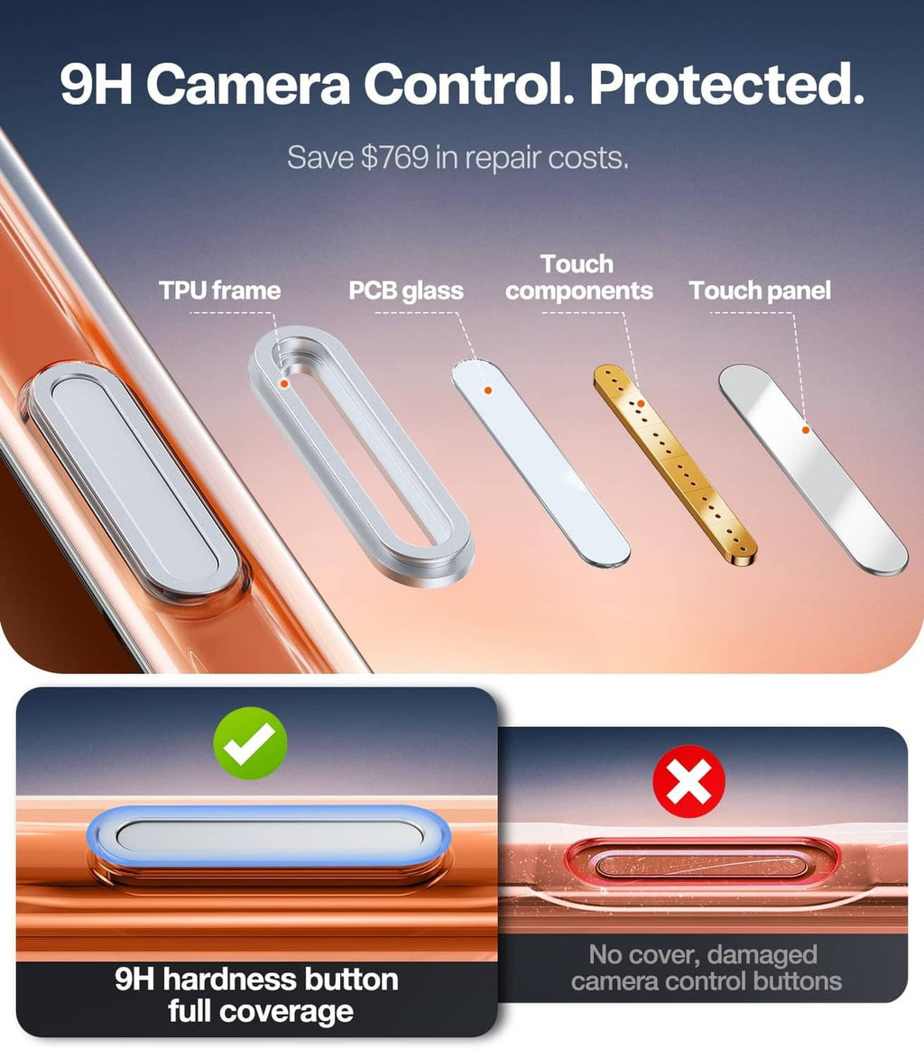 iPhone case with magnetic ring stand, 9H hardness button and touch component protection