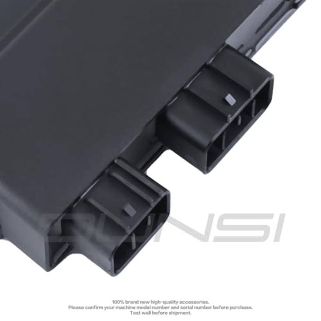 Close-up of CDI ignition control module connectors and dark gray housing