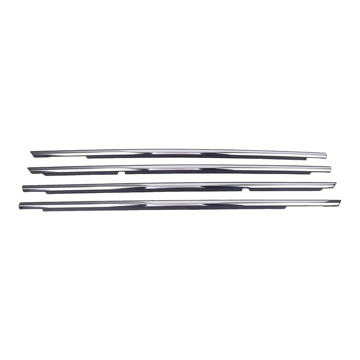 Three window molding trim weather strips shown on white background, silver edge