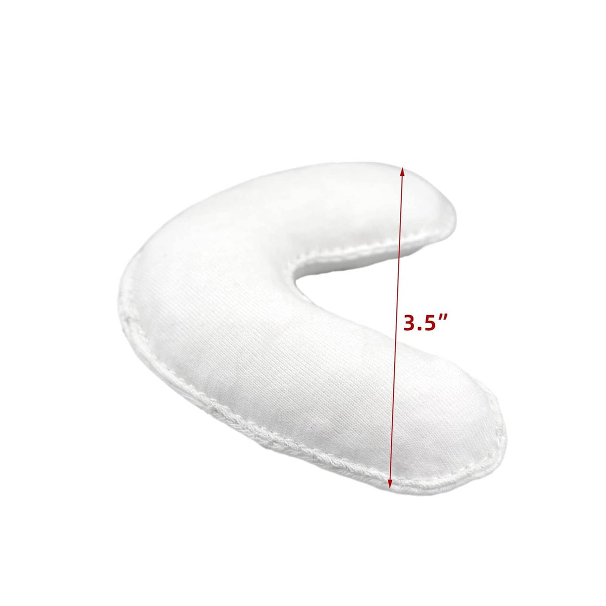 Single white U-shaped ankle protection pad, 3.5 inch length measurement shown
