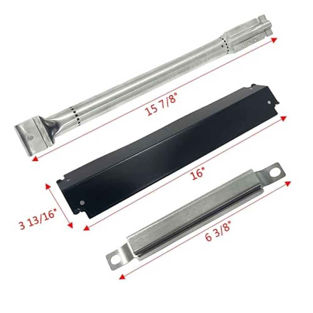 Measured burner tube and black heat plate set with stainless mounting bracket