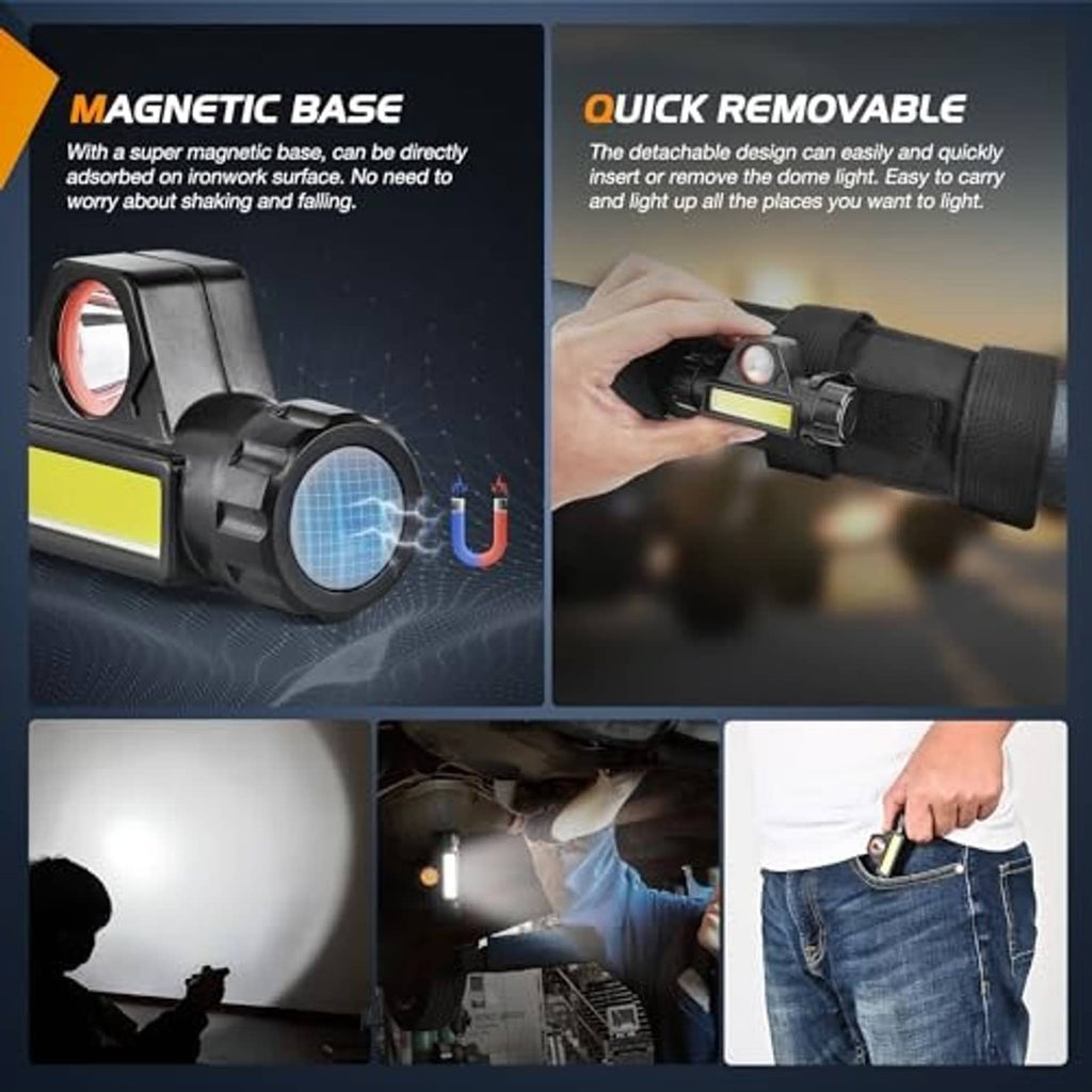 UTV dome lights with magnetic base and quick-release design, black fabric straps