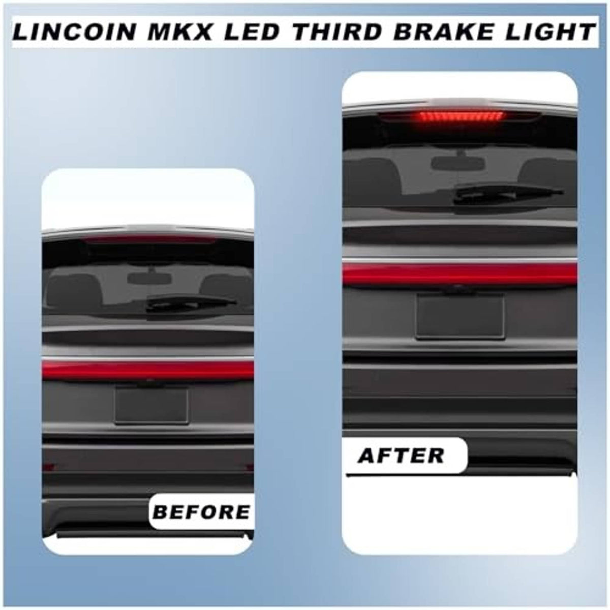 LED third brake light upgrade showing a red light bar on a rear panel
