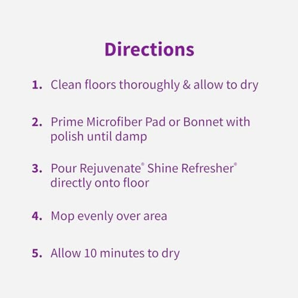 Floor polish directions step list on a plain white card