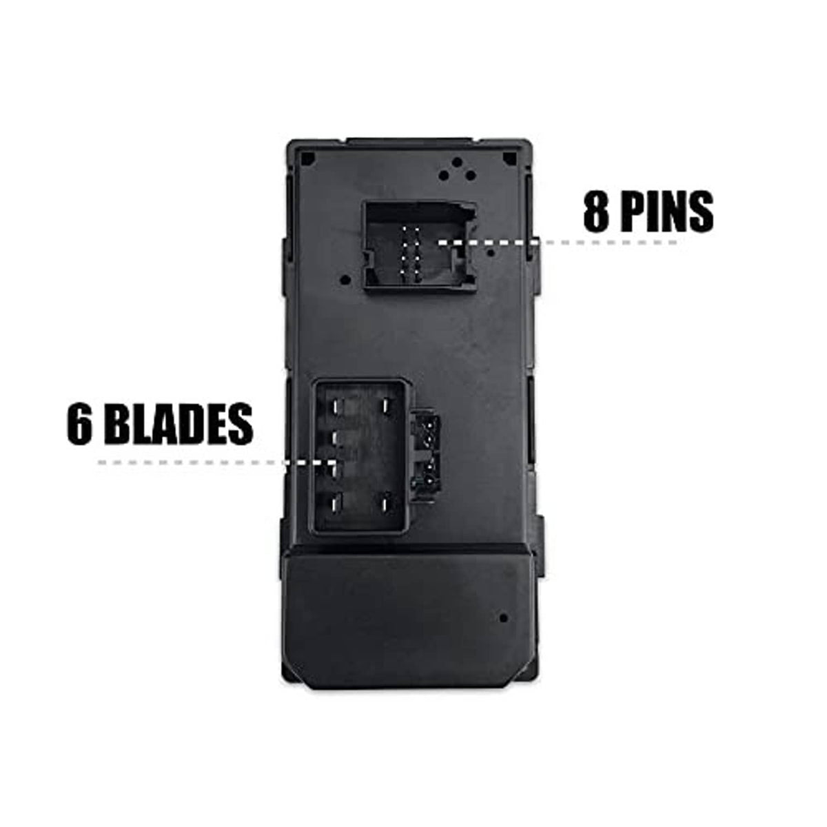 Black rear housing of power window switch with connector opening for wiring