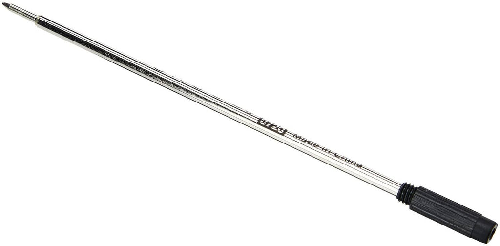 Cross ballpoint pen refill with silver barrel and black textured grip, fine tip