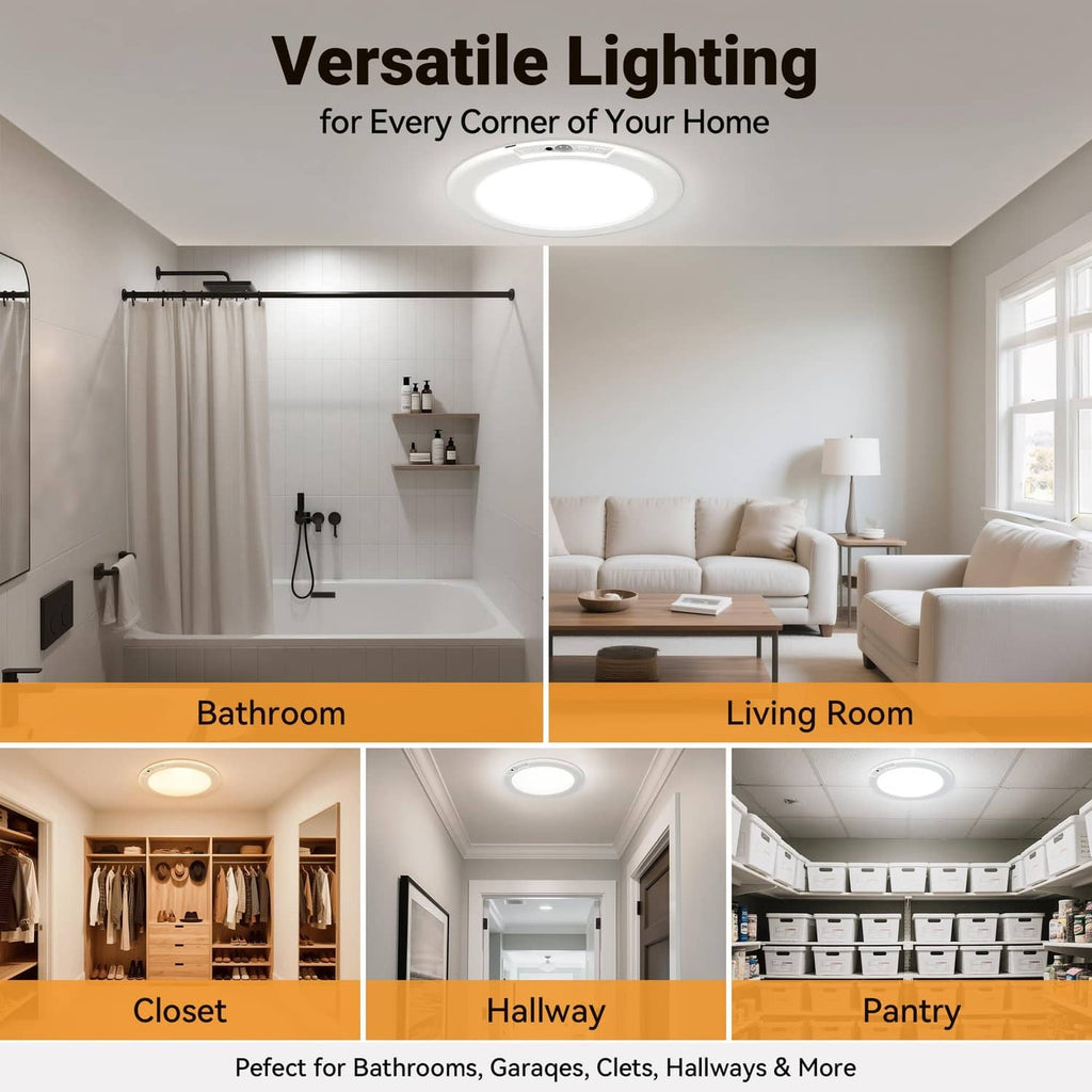 Round LED ceiling light for versatile room lighting like closet and hallway