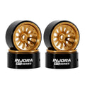 Gold beadlock aluminum wheel with black outer rim, star-spoke design, center hub
