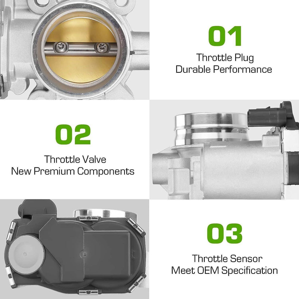 Throttle body close-up view with circular throttle plug inside silver housing