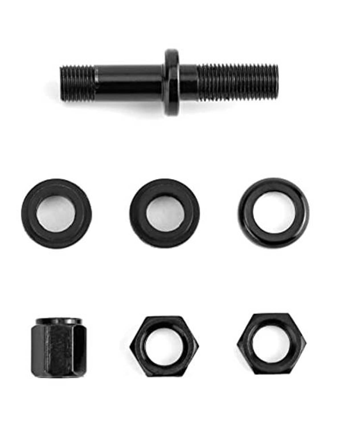 Tubeless valve stem kit: stem, washers, O-ring seals, and hex nuts