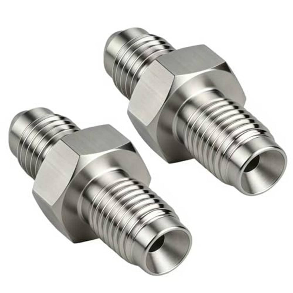 Stainless steel AN to 3/8-24 inverted flare male fittings with hex body and threads