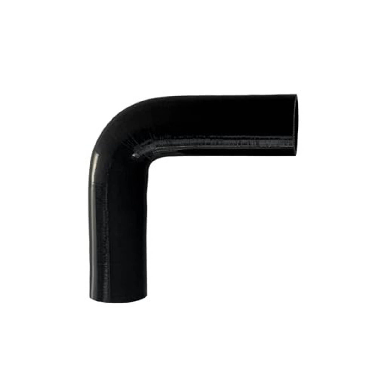 Black 90-degree silicone elbow hose coupler, curved elbow with 2 in hose ends