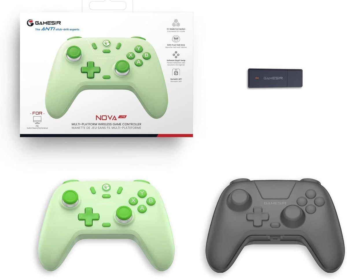 Mint green wireless gamepad set with retail box and two controllers (mint, gray)