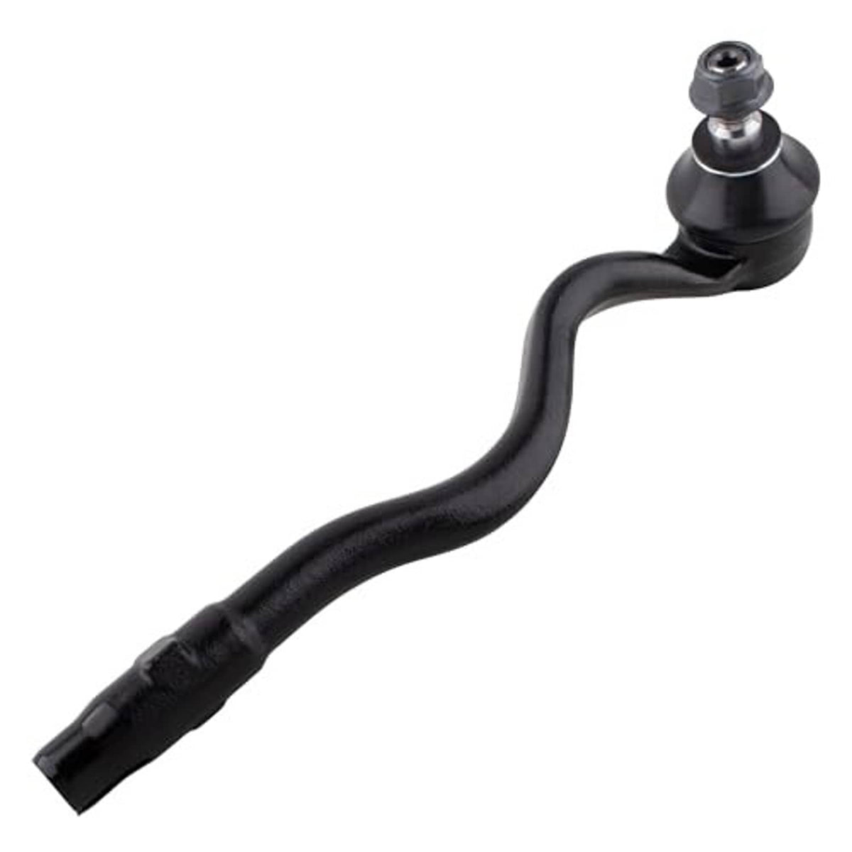 Single front tie rod end link with black rubber boot and silver ball joint