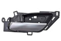 Interior door handle, black housing with satin chrome lever.