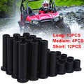 Black front and rear A-arm bushing set with multiple cylindrical sleeves