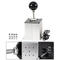 Sim racing USB gear shifter with black round shift knob and brushed metal base
