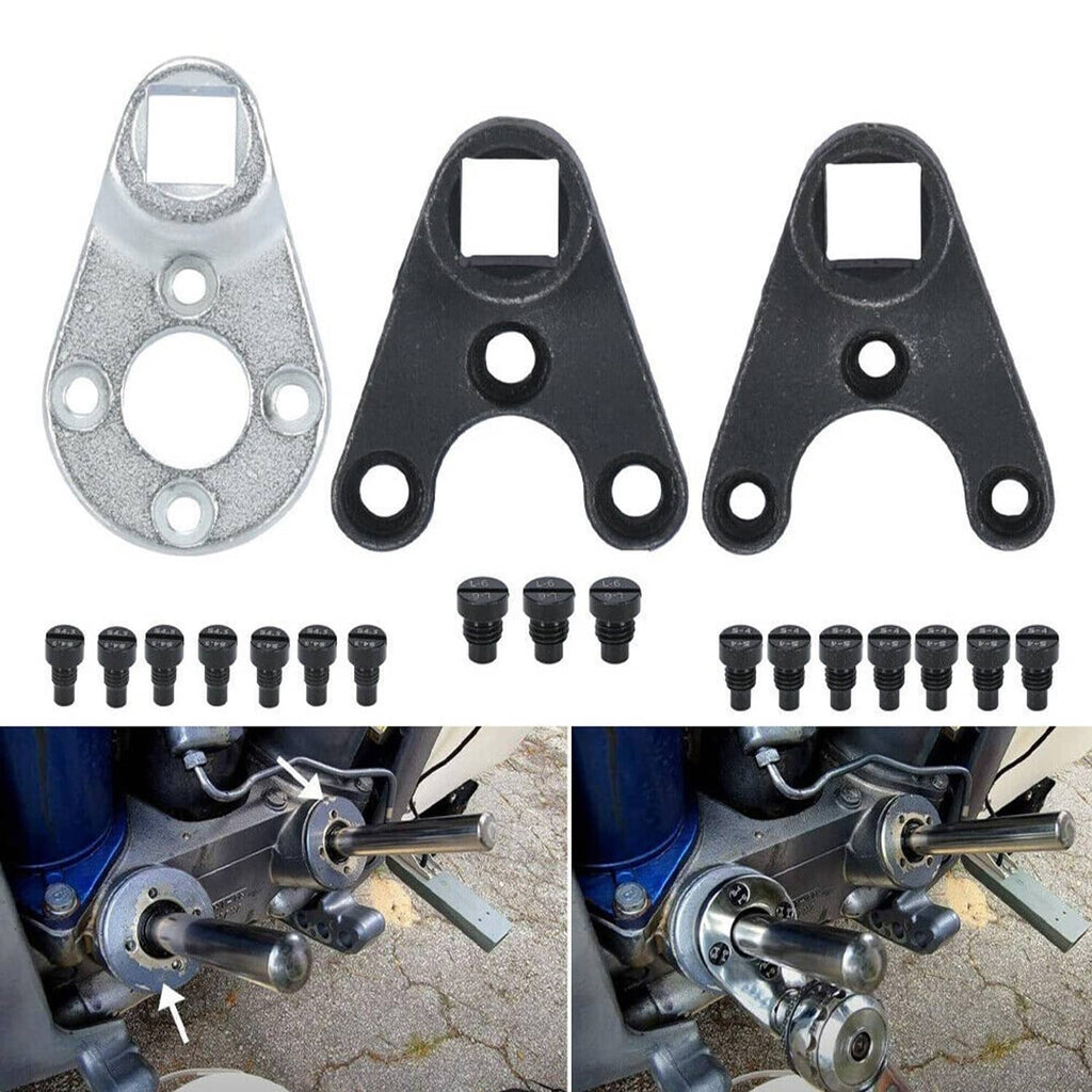 Outboard trim tilt pin wrench tool set with silver and black wrenches and pin bolts