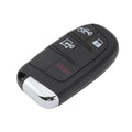 Black keyless entry remote fob with four buttons and chrome key ring