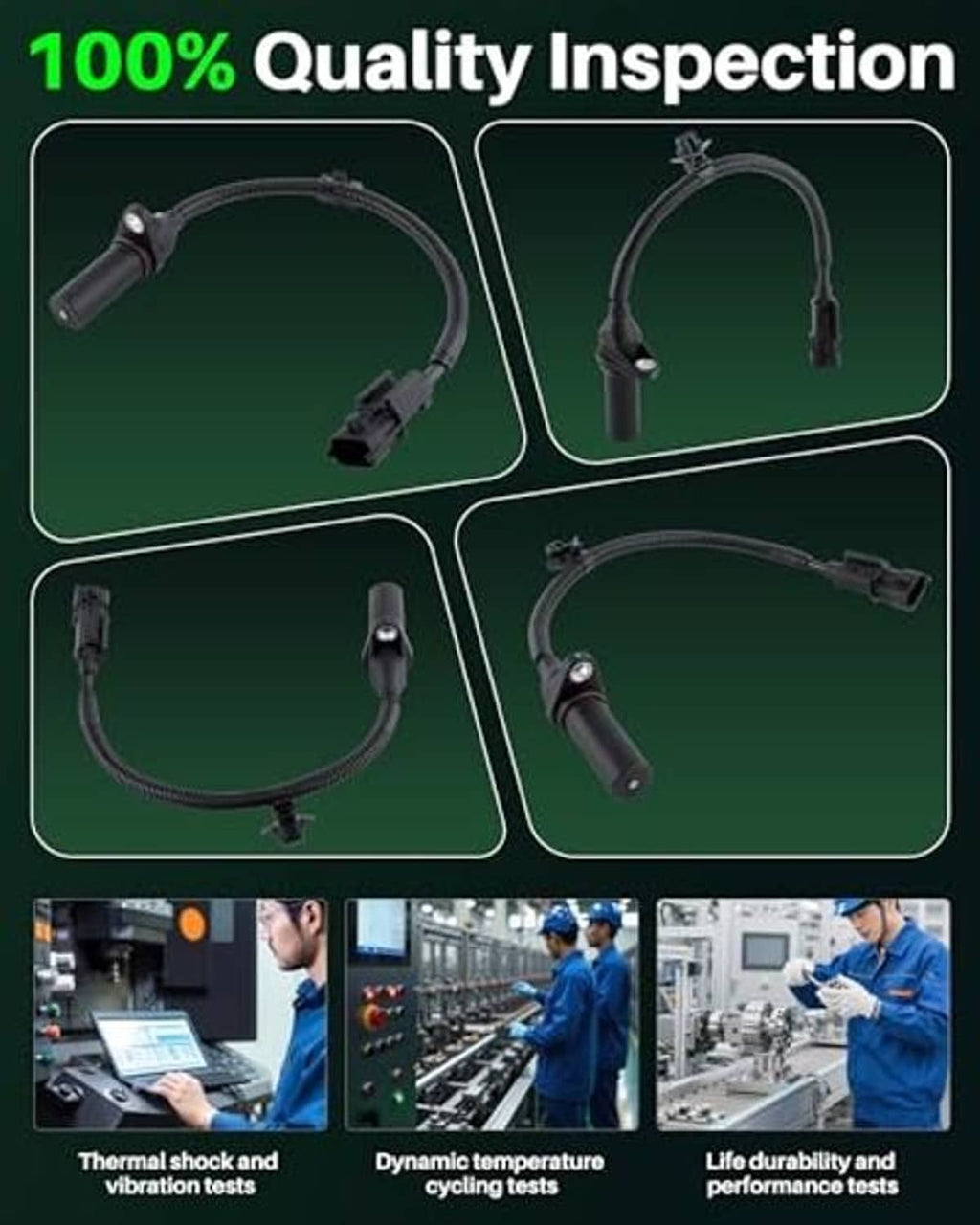 Crankshaft position sensor quality inspection collage with multiple angle views
