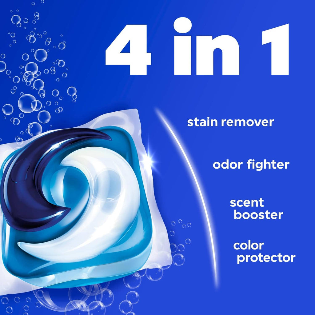 Blue detergent pod with swirl, Tide 4-in-1 Ultra Oxi