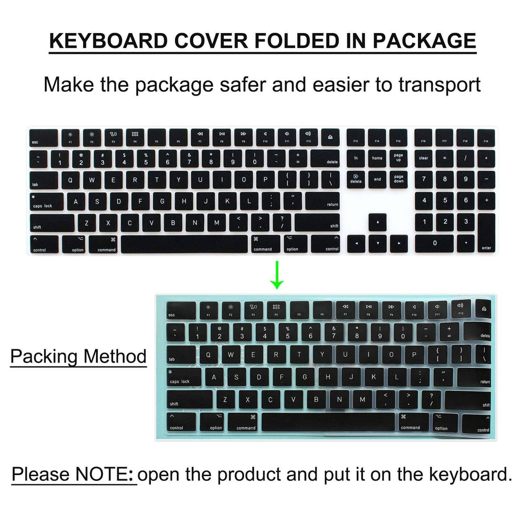 Silicone keyboard cover folded in package with packing method diagram