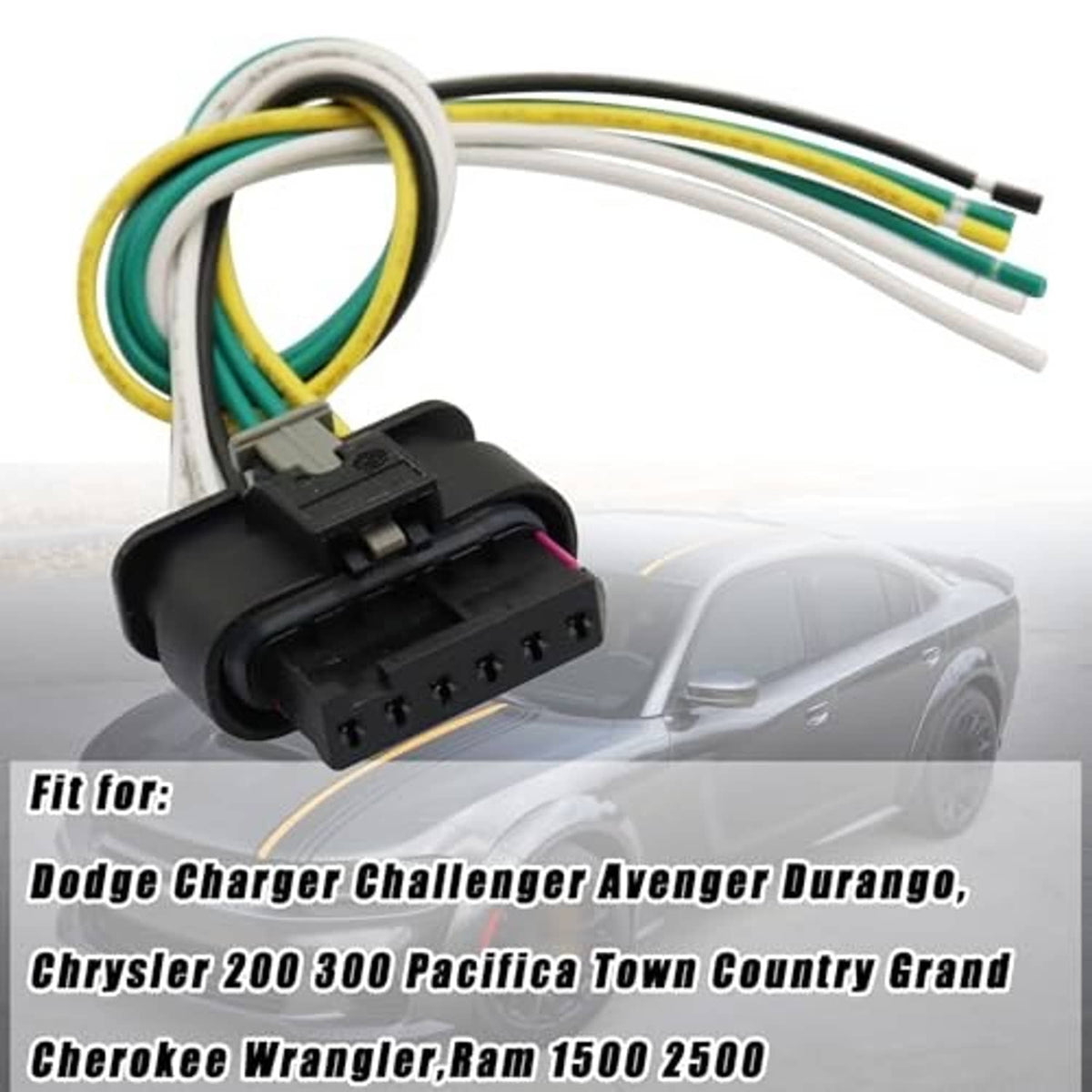 Electronic throttle body connector harness plug with black housing and multicolor wire leads