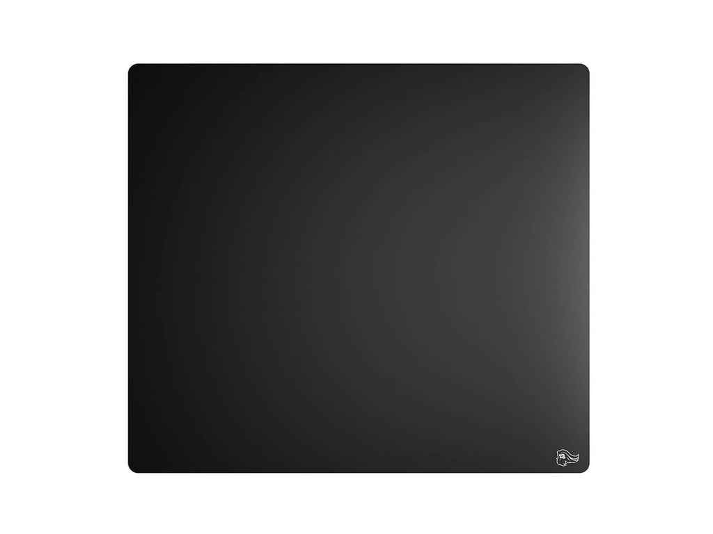 Black XL hard air mouse pad, ultra-thin square with small logo at bottom right