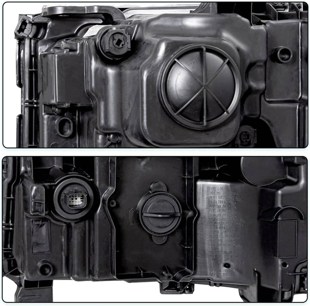 Pair of chrome headlight assemblies, rear housings with mounting openings