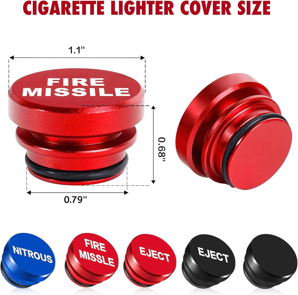 Cigarette lighter cover set size: round caps about 1.1 in diameter and 0.89 in height.