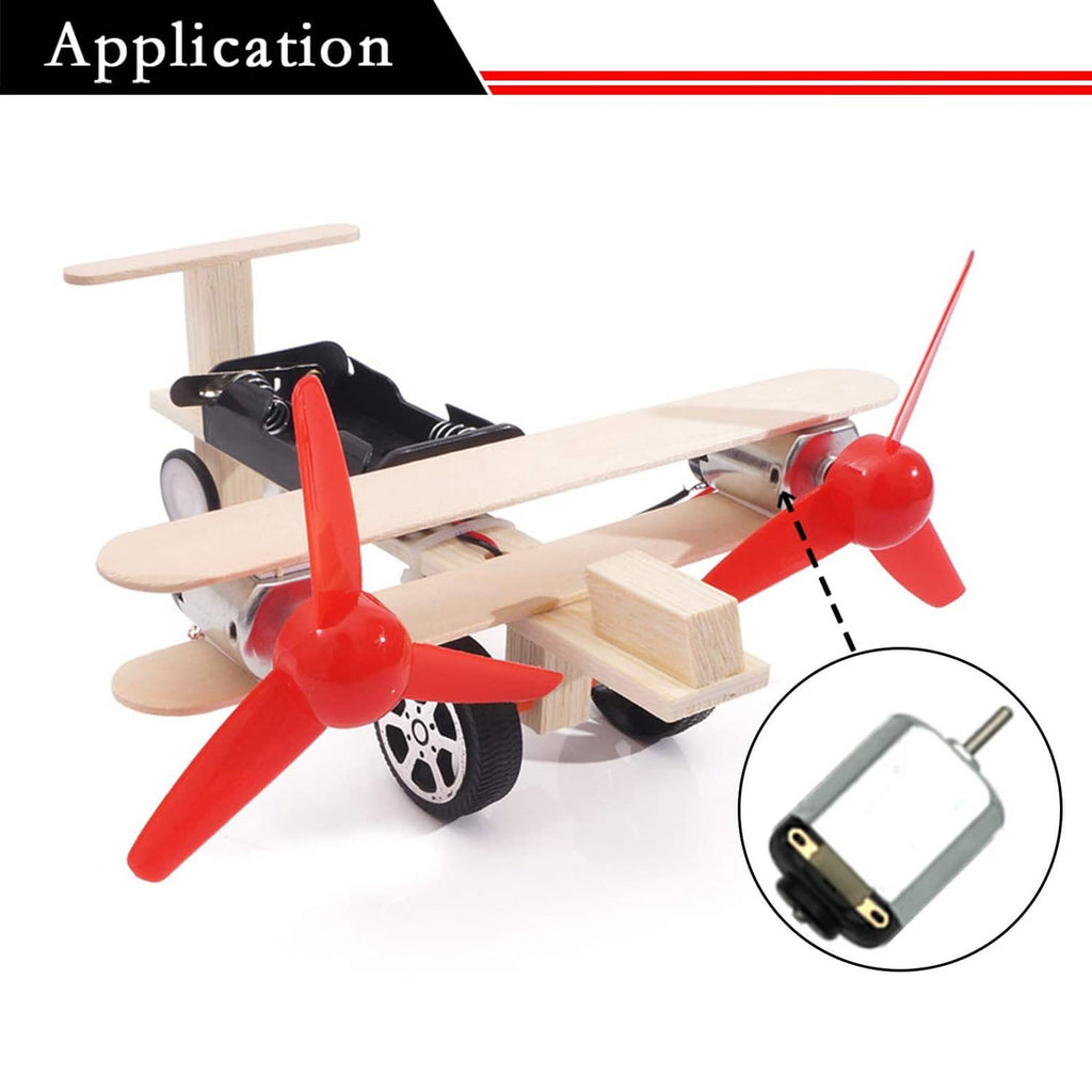 RC airplane model with mounted DC motor and battery holder for powering
