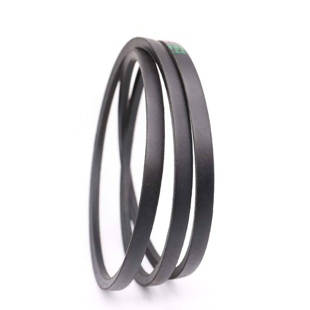 Black V-belt close-up, coiled loops with ribbed outer edges