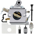 Carburetor assembly with fuel line, throttle spring, and spark plug boot