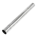 Stainless straight exhaust pipe tube, polished finish, open cut end visible