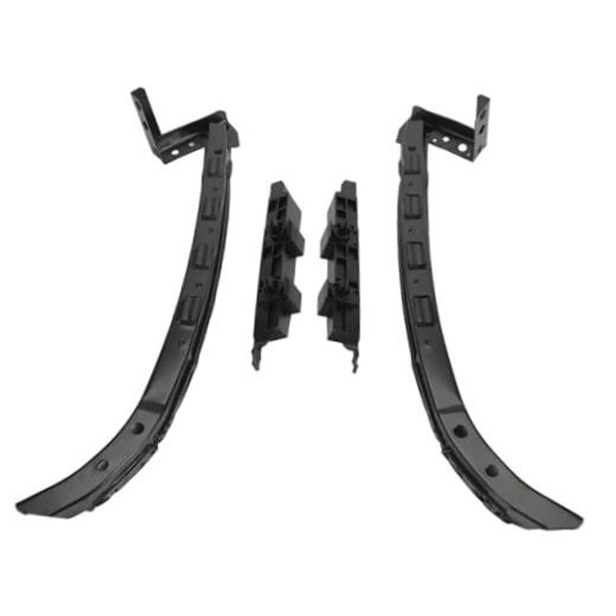 4-pack black front headlight and bumper bracket mount retainers, curved support strips